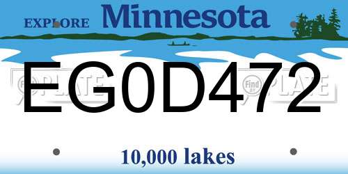 EG0D472 Minnesota License Plate