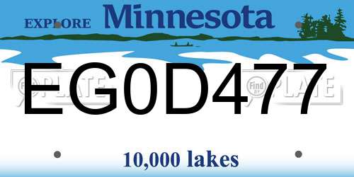 EG0D477 Minnesota License Plate