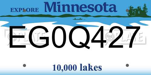 EG0Q427 Minnesota License Plate