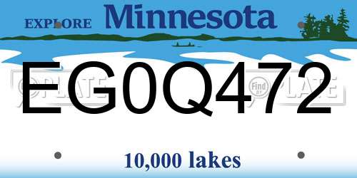 EG0Q472 Minnesota License Plate