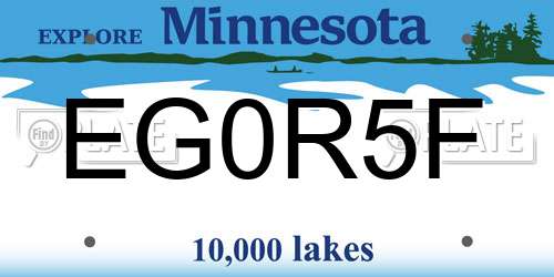 EG0R5F Minnesota License Plate