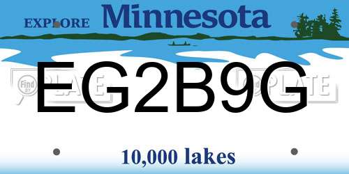 EG2B9G Minnesota License Plate