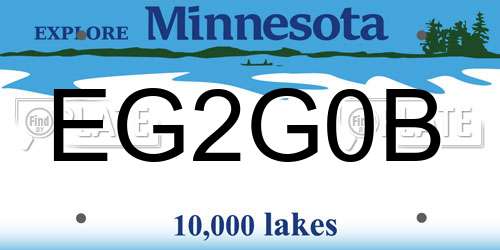 EG2G0B Minnesota License Plate