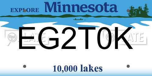 EG2T0K Minnesota License Plate