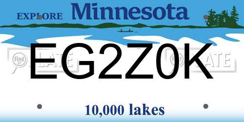 EG2Z0K Minnesota License Plate