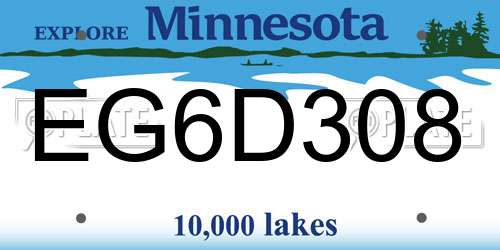 EG6D308 Minnesota License Plate