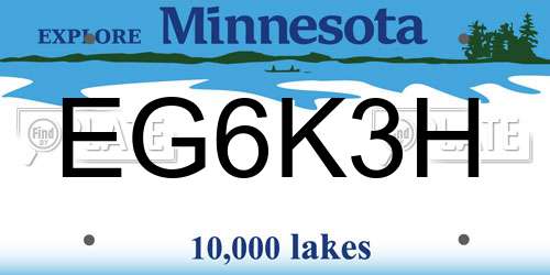 EG6K3H Minnesota License Plate