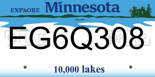 EG6Q308 Minnesota License Plate