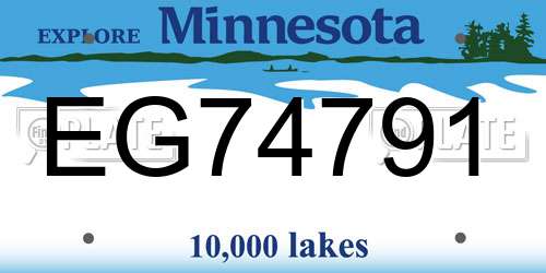 EG74791 Minnesota License Plate