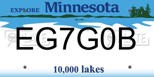 EG7G0B Minnesota License Plate