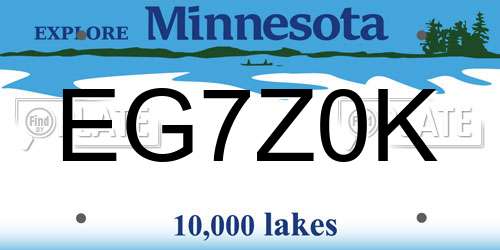 EG7Z0K Minnesota License Plate