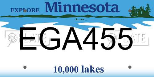 EGA455 Minnesota License Plate