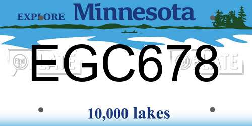 EGC678 Minnesota License Plate