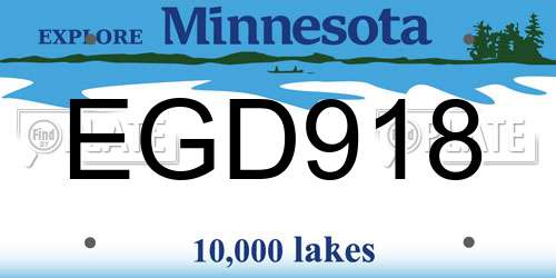 EGD918 Minnesota License Plate