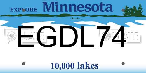 EGDL74 Minnesota License Plate