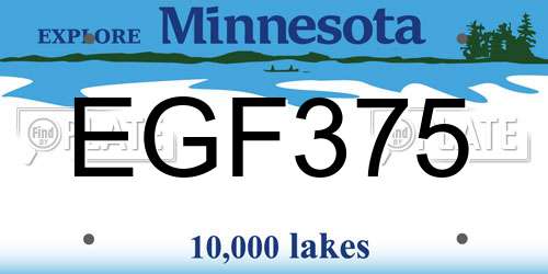 EGF375 Minnesota License Plate