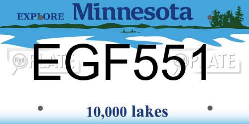 EGF551 Minnesota License Plate
