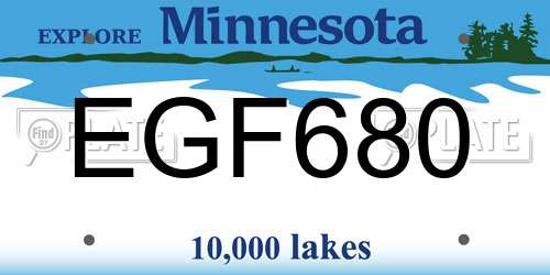 EGF680 Minnesota License Plate
