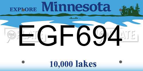 EGF694 Minnesota License Plate