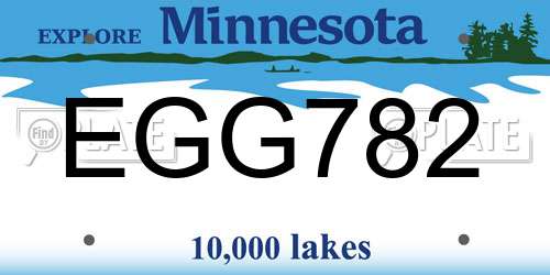 EGG782 Minnesota License Plate