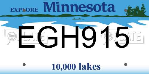 EGH915 Minnesota License Plate