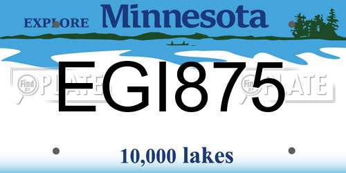 EGI875 Minnesota License Plate