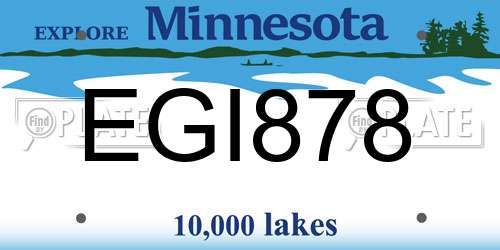 EGI878 Minnesota License Plate