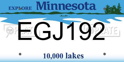 EGJ192 Minnesota License Plate