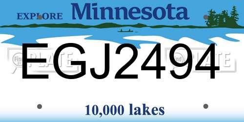 EGJ2494 Minnesota License Plate