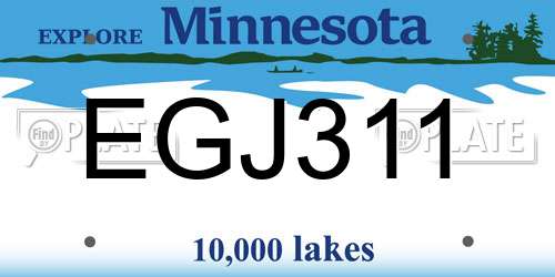 EGJ311 Minnesota License Plate