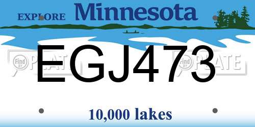 EGJ473 Minnesota License Plate