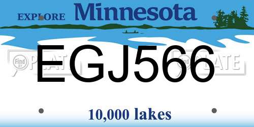 EGJ566 Minnesota License Plate