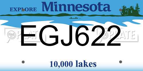 EGJ622 Minnesota License Plate