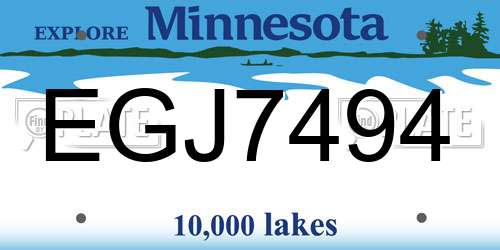 EGJ7494 Minnesota License Plate