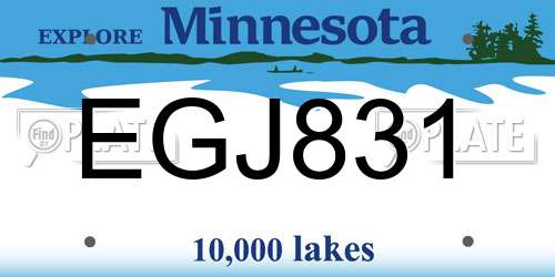 EGJ831 Minnesota License Plate