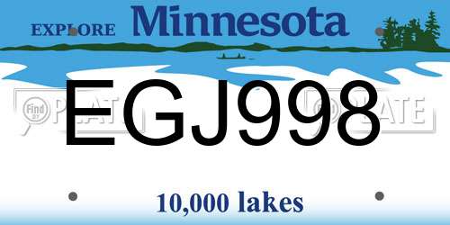 EGJ998 Minnesota License Plate