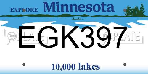 EGK397 Minnesota License Plate