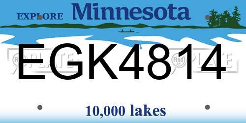 EGK4814 Minnesota License Plate