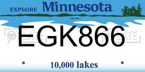 EGK866 Minnesota License Plate