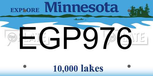 EGP976 Minnesota License Plate