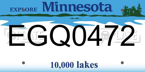 EGQ0472 Minnesota License Plate