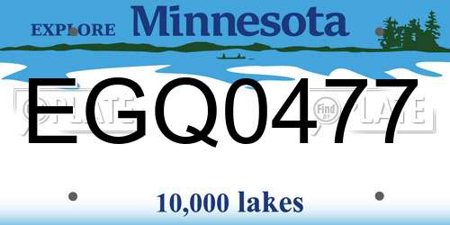 EGQ0477 Minnesota License Plate