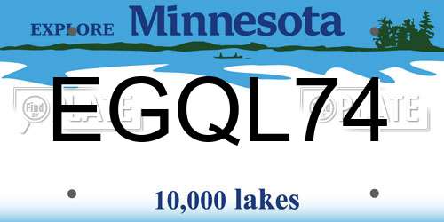 EGQL74 Minnesota License Plate