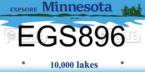 EGS896 Minnesota License Plate