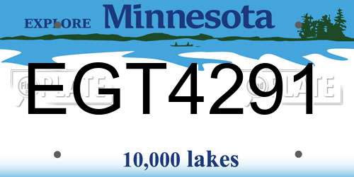 EGT4291 Minnesota License Plate