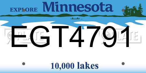 EGT4791 Minnesota License Plate