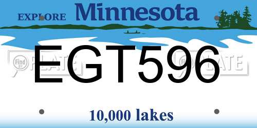EGT596 Minnesota License Plate