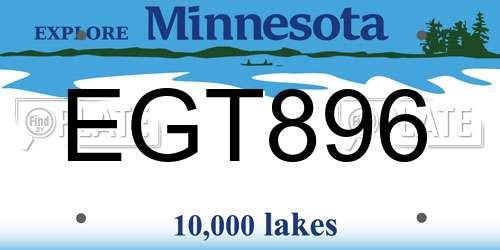 EGT896 Minnesota License Plate