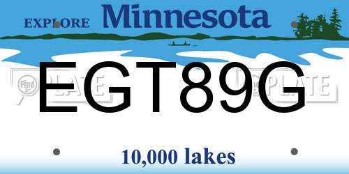 EGT89G Minnesota License Plate