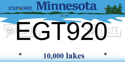 EGT920 Minnesota License Plate